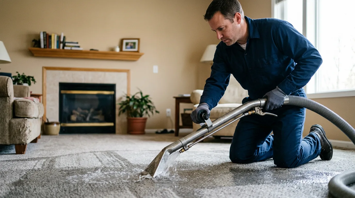 Water damage restoration technician working near Van Buren, MO